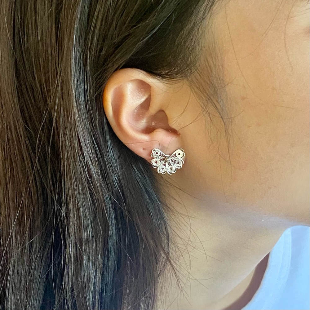 Handmade Sterling Silver Flower Stud Earrings for Pierced Ears.